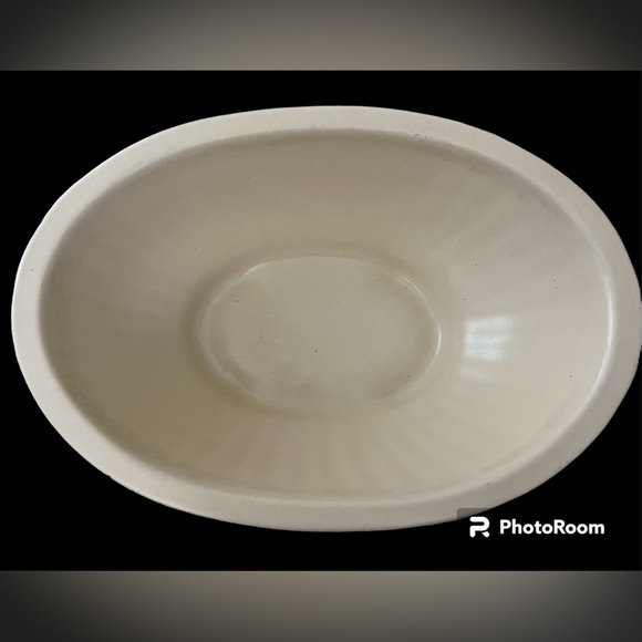 Vintage HAEGER Pottery Cream Ribbed Oval Footed Bowl Planter U.S.A. 3938A MINT - Picture 4 of 4